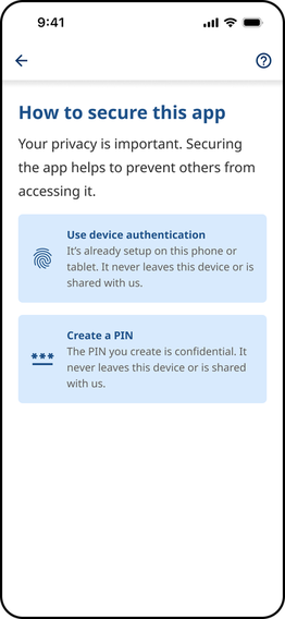 How to secure this app screen with device authentication and PIN options